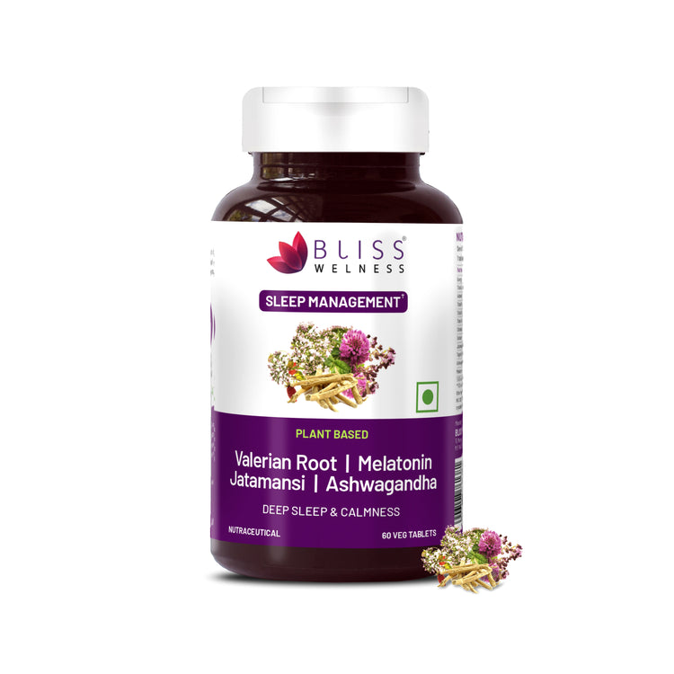 Bliss Wellness sleep management supplement bottle on a white background