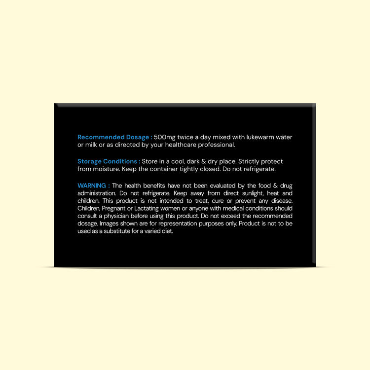 Black box with white text on a beige background