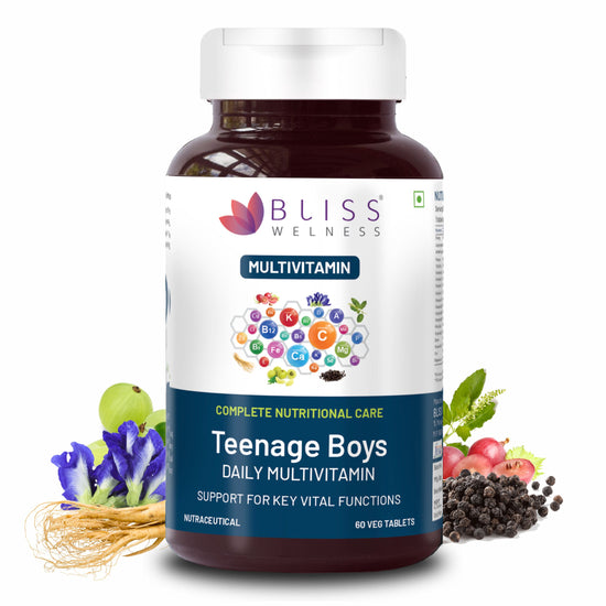Bliss Welness VitaBliss Teenage Boys Multivitamin & Herbs| Supports Better Immune System, Energy & Strength, Brain Health-60 Veg Tablets