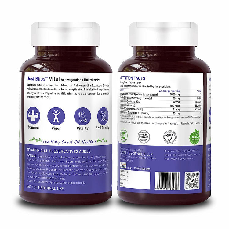 nutrition facts ashwagandha+multivitamins