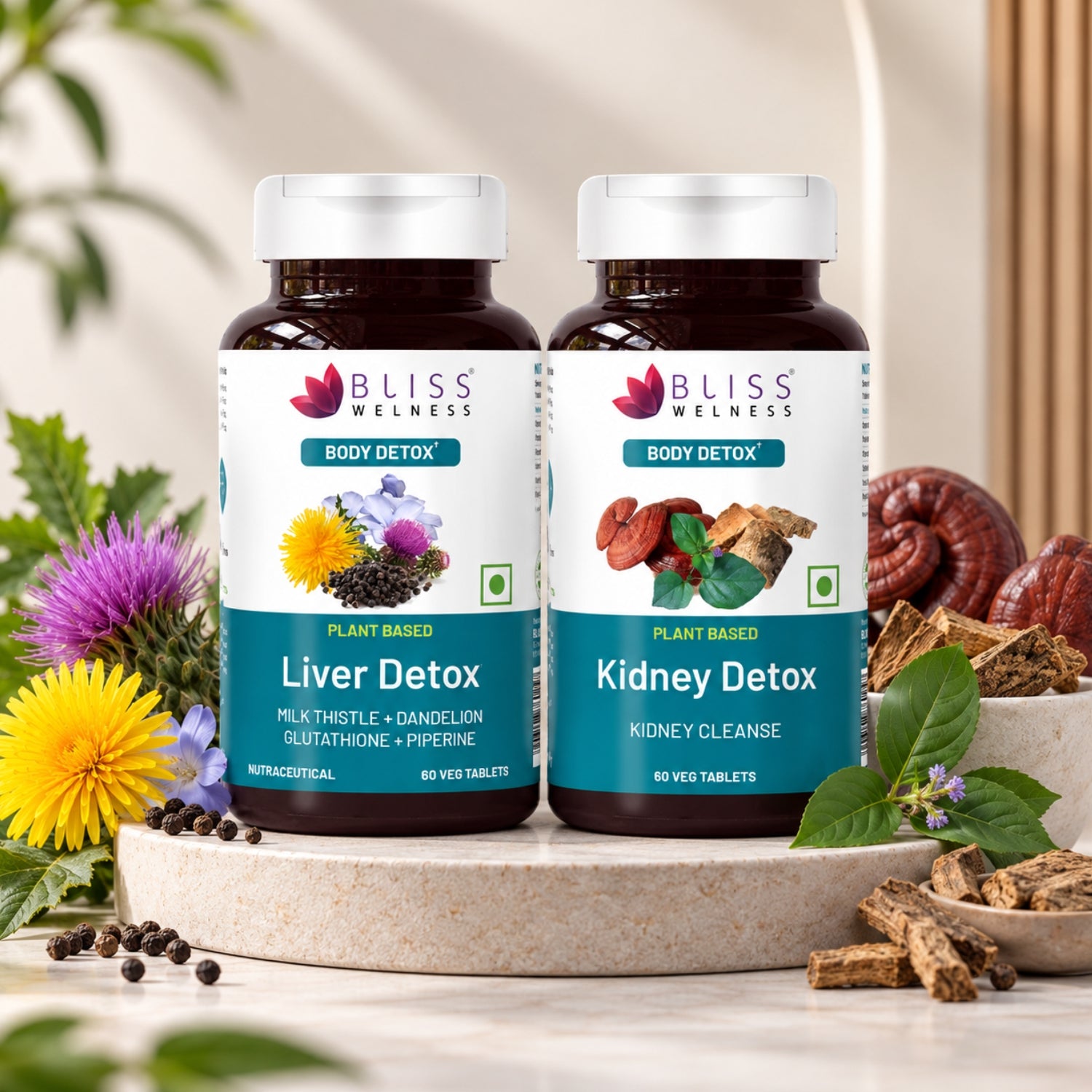 Buy Kidney and Liver Detox tablets |Cleanse and Purify |60+60 Veg Tablets – Bliss Welness