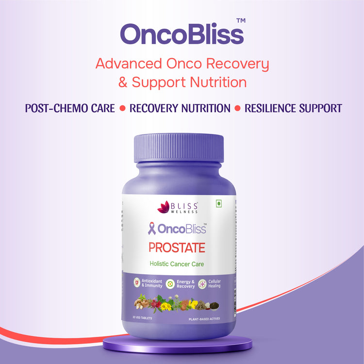 OncoBliss Prostate Holistic Cancer Care supplement bottle by Bliss Wellness