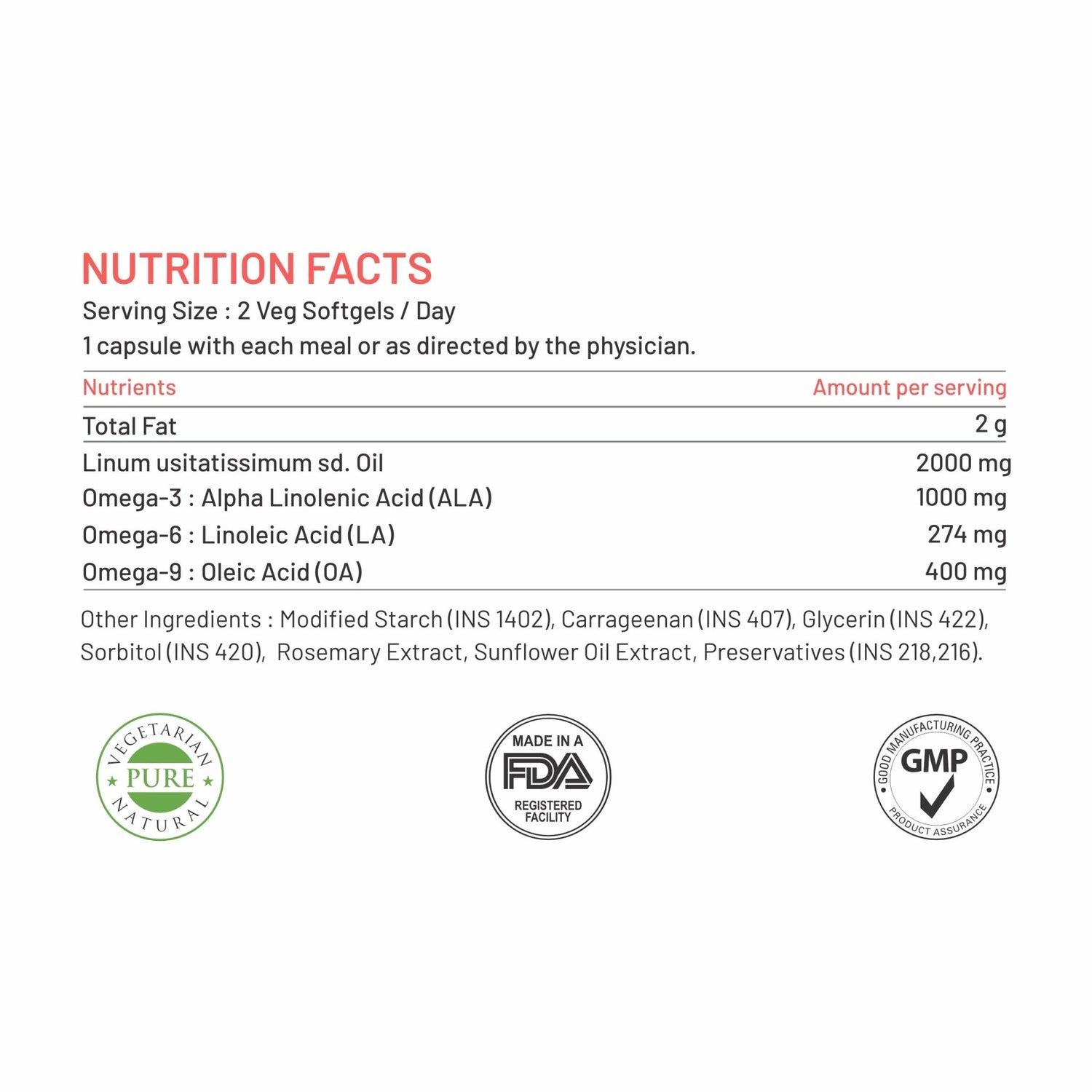 Bliss Welness CardioBliss Pure Omega 3 6 9 Heart & Brain Health | Triple Omega 3 6 9 ALA (Omega 3) 500MG LA (Omega 6) 137MG OA (Omega 9) 200MG - 60 Vegetarian Capsules - Bliss Welness