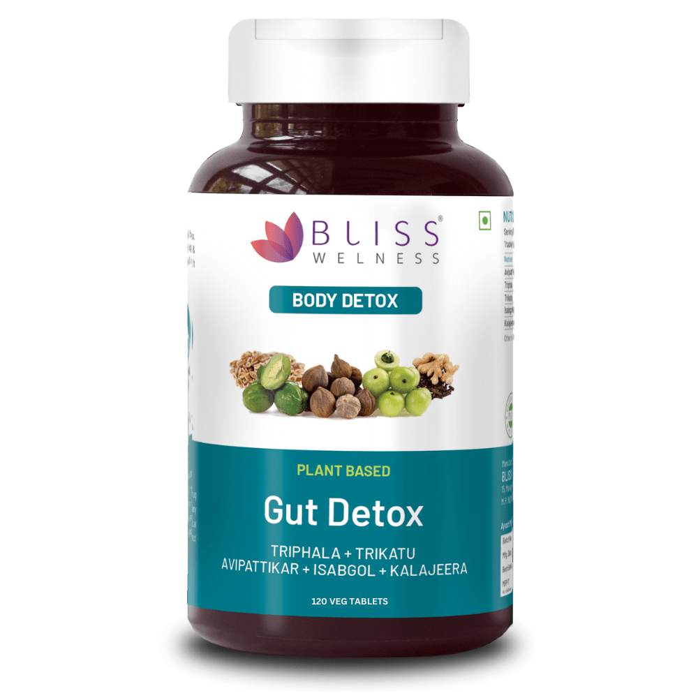 Bliss Welness DetoxBliss Gut Detox Tablet Health Cleanse Purify | Probiotics Trikatu Triphala Avipattikar | Stomach Health Digestion Metabolism Toxin Removal Acidity Gas Control Herbal Supplement - Bliss Welness