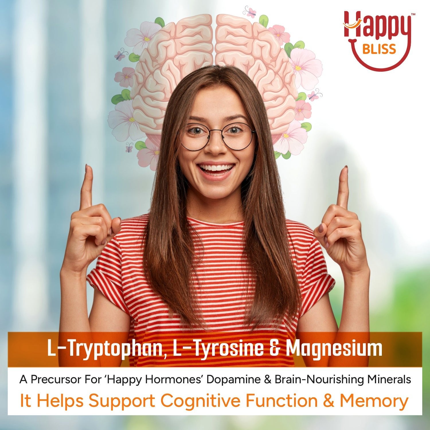 Bliss Welness Happy Bliss : Happiness, Anxiety & Stress Relief Supplement | Supports Calmness, Mood and Happy Hormones | Supports Balance of Cortisol, Dopamine, Endorphins, Serotonin & Oxytocin |Memory, Love & Cognition Support : 30 Servings - Bliss Welness