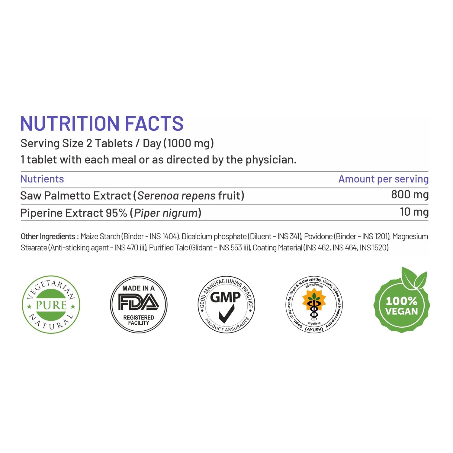 Bliss Welness JoshBliss Plus Prostate Health Healthy Hair Growth | Saw Palmetto Extract 800MG | Testosterone Booster Strong Hair Healthy Prostate Health Supplement - 60 Vegetarian Tablets - Bliss Welness