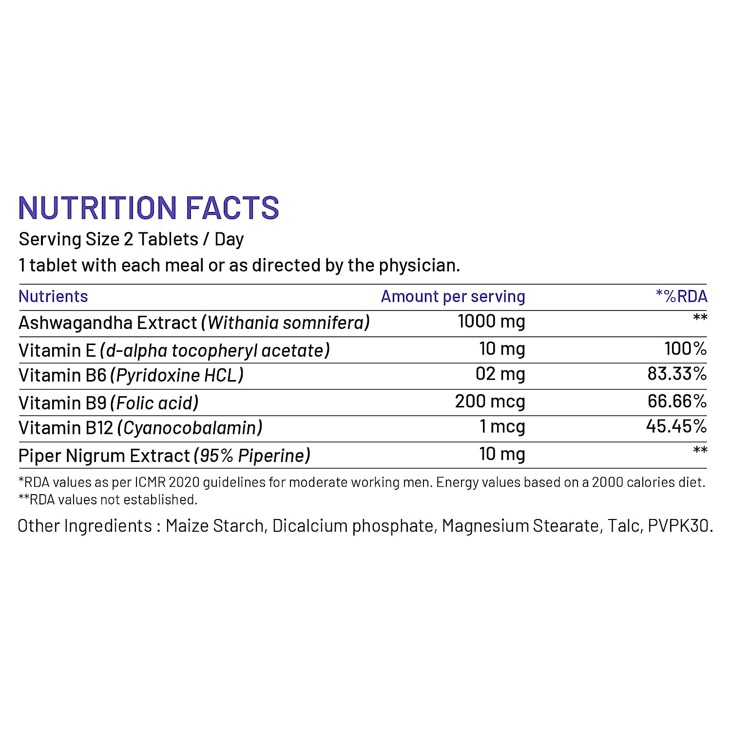 Bliss Welness JoshBliss Vital Pure Strength Vitality Stress Relief | Pure Ashwagandha Extract 1000MG + Multivitamins | Mind & Body Anti Anxiety Health Supplement - 60 Vegetarian Tablets - Bliss Welness