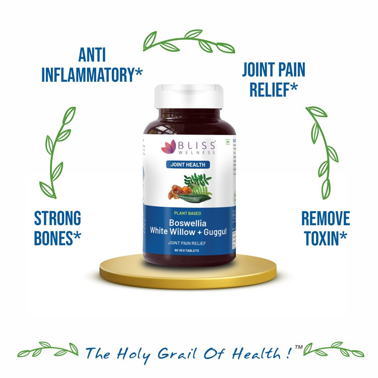 Bliss Welness OrthoBliss Gold High Absorption Joint Care Pain Relief | Boswellia White Willow Bark Guggul & Piperine | Anti - Inflammatory Gout Arthritic Spondylitis Care - 60 Vegetarian Tablets - Bliss Welness