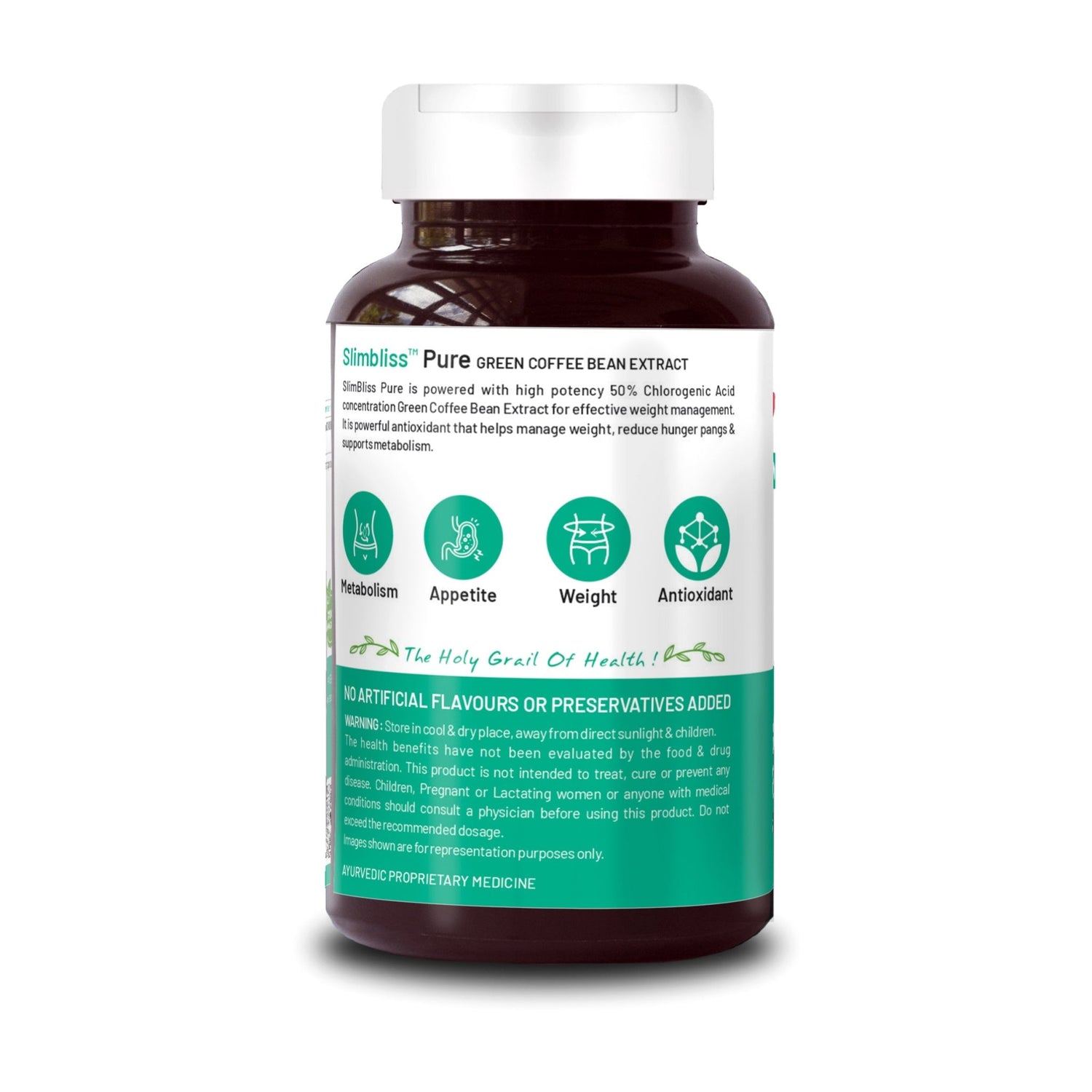 Bliss Welness SlimBliss Pure Weight Management Appetite Control | Green Coffee Bean Extract 50% | Fatty Liver Care Enhance Metabolism Strong Antioxidant Natural Supplement - 60 Vegetarian Capsules - Bliss Welness