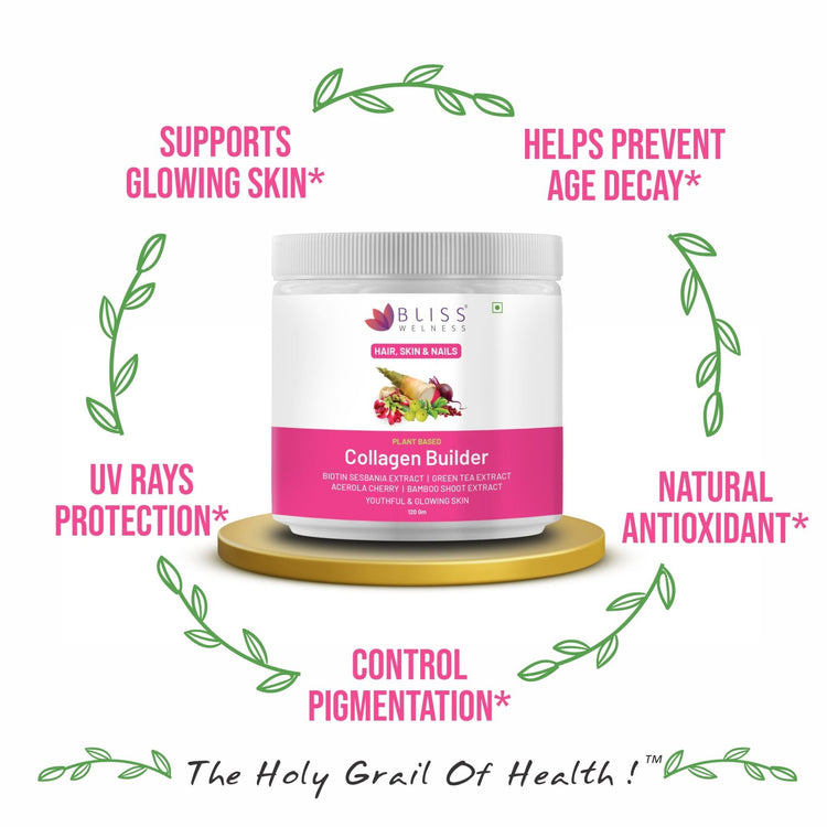 Bliss Welness BeautyBliss Collagen Builder with Biotin Sesbania Extract, Green Tea Extract, Acerola Cherry, Bamboo Shoot Extract for Youthful & Glowing Skin - Bliss Welness