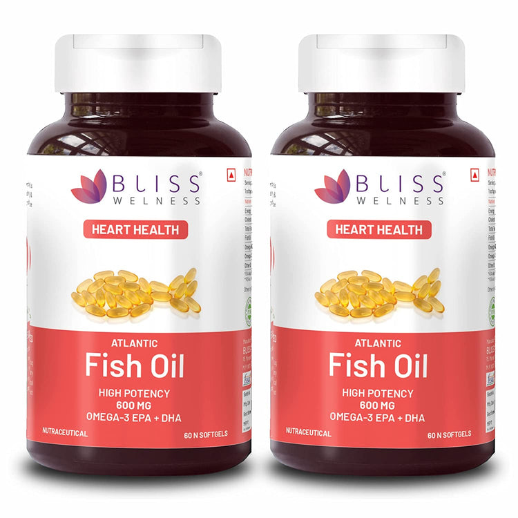 Bliss Welness CardioBliss Gold Fish oil (2000 Omega 3 with 360 mg EPA & 240 mg DHA) for Brain Heart Eye & Joint health of Men & Women - 60 Softgel Capsules - Bliss Welness