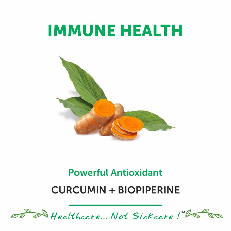 Bliss Welness ImmuneBliss Gold Immunity Boost Anti Inflammatory | Pure Curcumin 95% Extract + Turmeric Extract with BioPiperine 10mg | Heart Brain Joint Health Antioxidant High Absorption Supplement - 60 Vegetarian Tablets - Bliss Welness