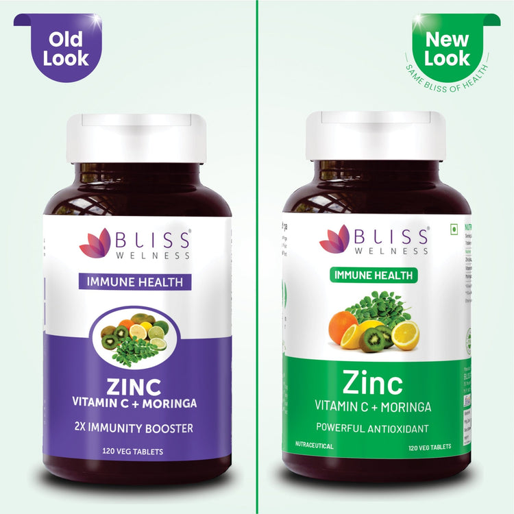 Bliss Welness ImmuneBliss Immunity Booster Skin Glow | Zinc Citrate + Vitamin C + Moringa Extract | Immune Boost Antioxidant Supplement - Veg Tablets - Bliss Welness