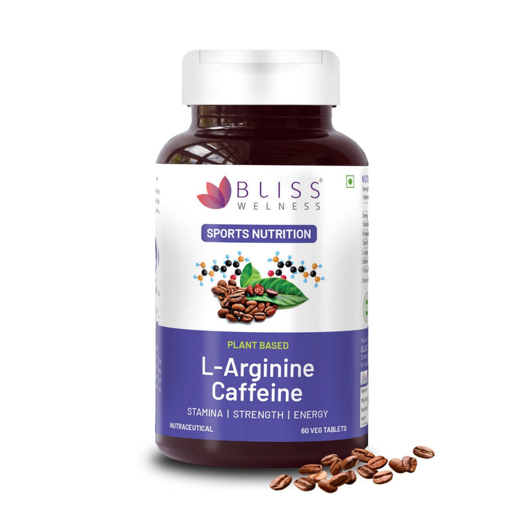 Bliss Welness JoshBliss Platinum Stamina Recovery Muscle Growth | L - Arginine Nitric Oxide & Caffeine 1300mg | Energy Gain Performance Pre & Post Workout Health Supplement - 60 Vegetarian Tablets - Bliss Welness