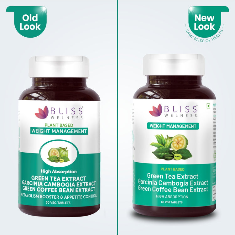 Bliss Welness SlimBliss Ultra GTE + GCE + GCB Extract + Weight Management Combo | GTE + GCE 60% + GCB50% Extract | Appetite Control Antioxidant Fat Management Supplement - 60 Vegetarian Tablets - Bliss Welness