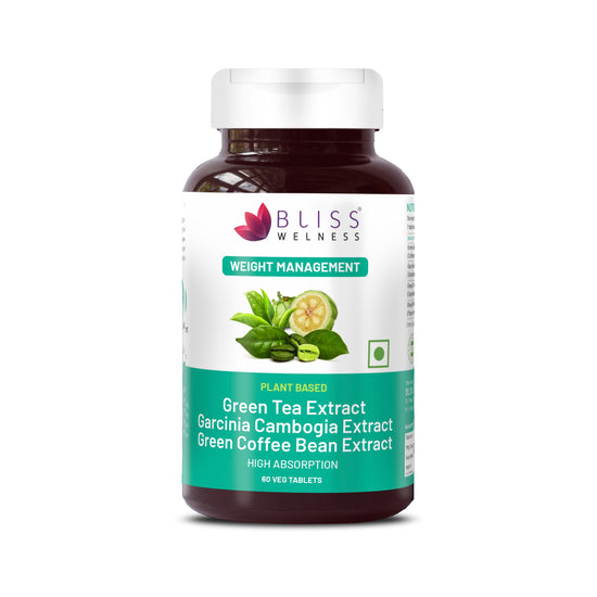 Bliss Welness SlimBliss Ultra  GTE + GCE + GCB Extract + Weight Management Combo | GTE + GCE 60% + GCB50% Extract | Appetite Control Antioxidant Fat Management Supplement - 60 Vegetarian Tablets