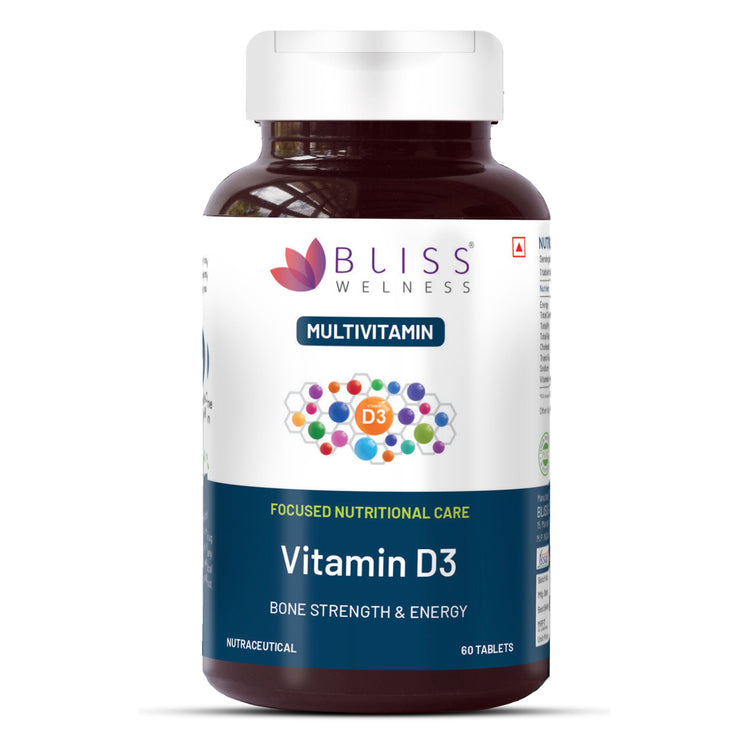 Bliss Welness VitaBliss Vitamin D3 For Healthy Immune System and Bone, Teeth & Heart Health-60 Tablets