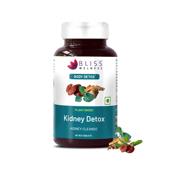 Bliss Welness DetoxBliss Kidney Detox Cleanse Purifier | Gokhru Patharchata Ganoderma | Urinary Tract Infection (UTI) Kidney Stone Dissolution Herbal Supplement - 60 Vegetarian Tablets