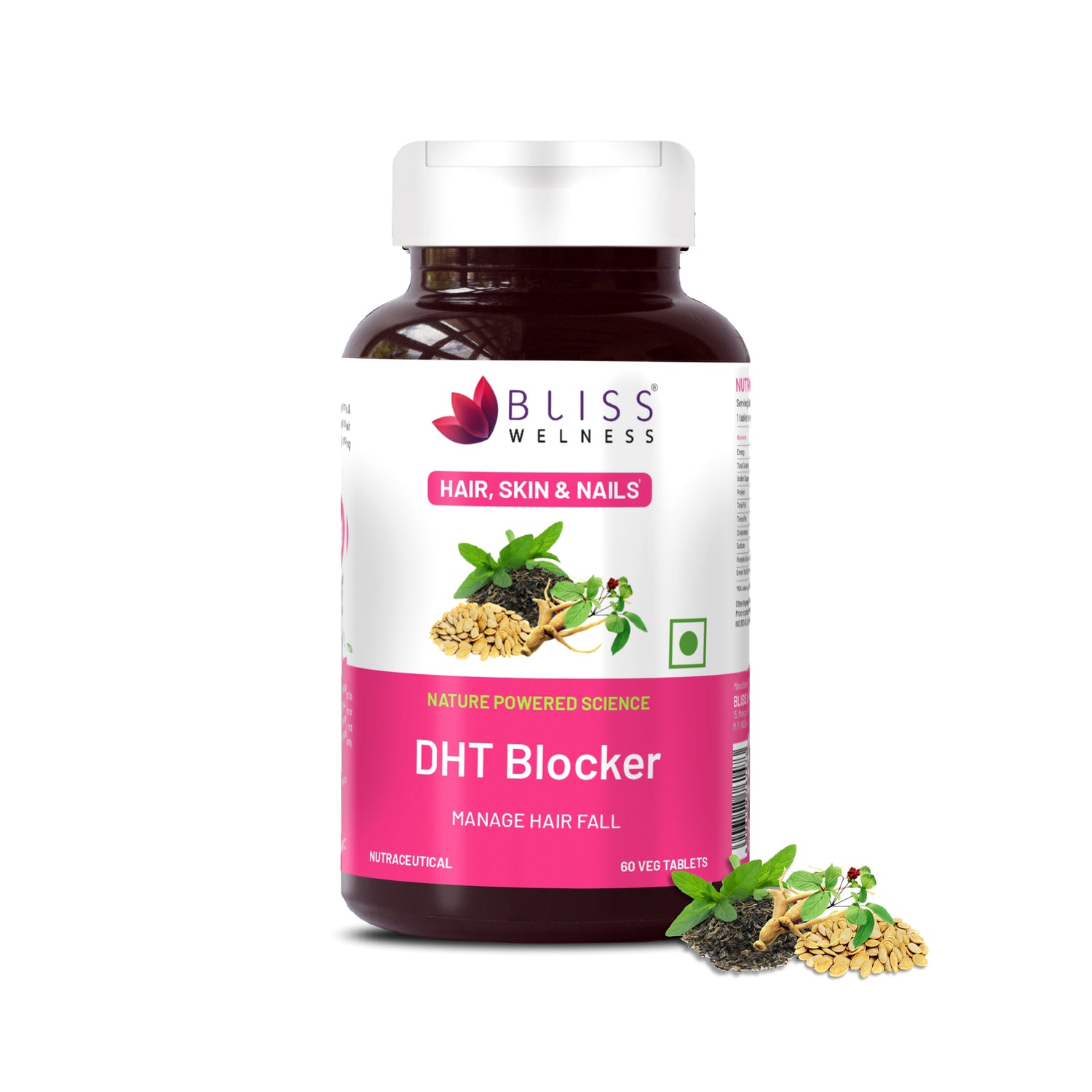 Bliss Wellness DHT Blocker supplement bottle on a white background