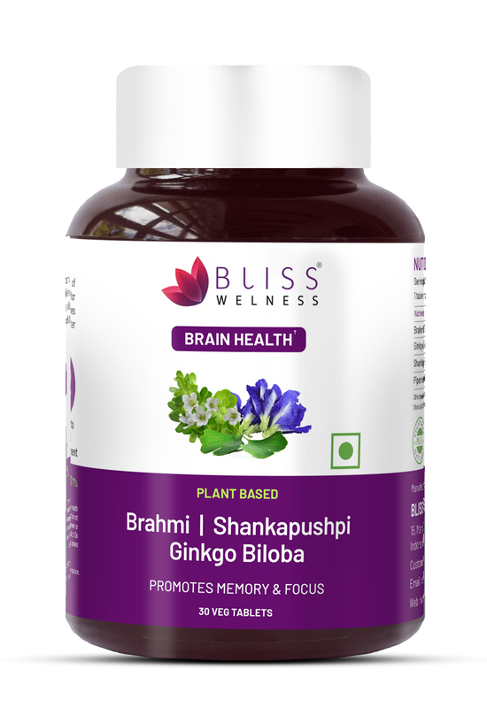 Bliss Welness BrainBliss health tablet for Memory Focus Mood  - 30 Veg Tablets