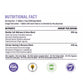 NUTRITIONAL FACT label for a dietary supplement, showing serving size of 2 tablets/day (100mg/tablet), ingredients for Bladder Cell Wellness & Detox Blend and Cellular Healing & Recovery Blend, plus FDA, Organic Pure, and GMP seals at the bottom.