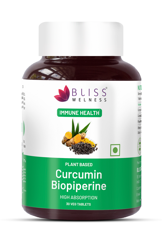 Bliss Welness ImmuneBliss Gold  Pure Curcumin with BioPiperine 10mg - 30 Vegetarian Tablets