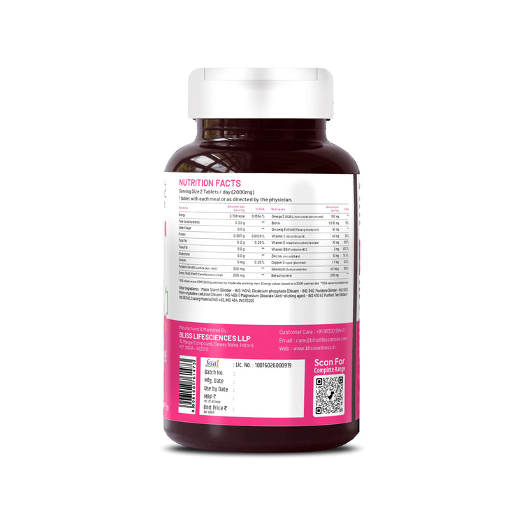 Supplement bottle with a detailed label on a white background