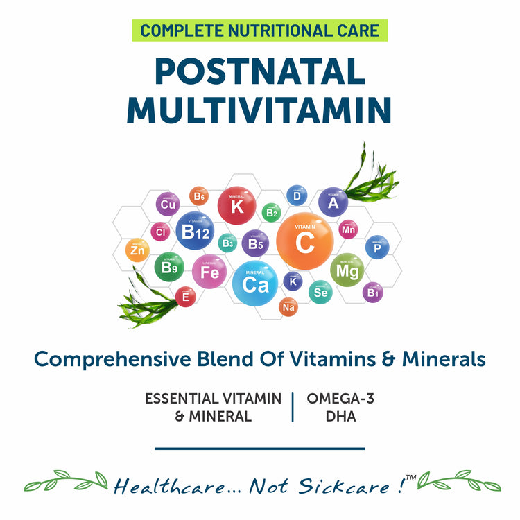 Improves muscular health: VitaBliss Women’s Postnatal Multivitamin is enriched with Vitamin D & B12 and Magnesium which play a crucial role in muscle function, as it helps to maintain muscle strength and coordination. During pregnancy and postpartum, the supplement supports requirements of calcium thus maintaining strong bones & muscles. 