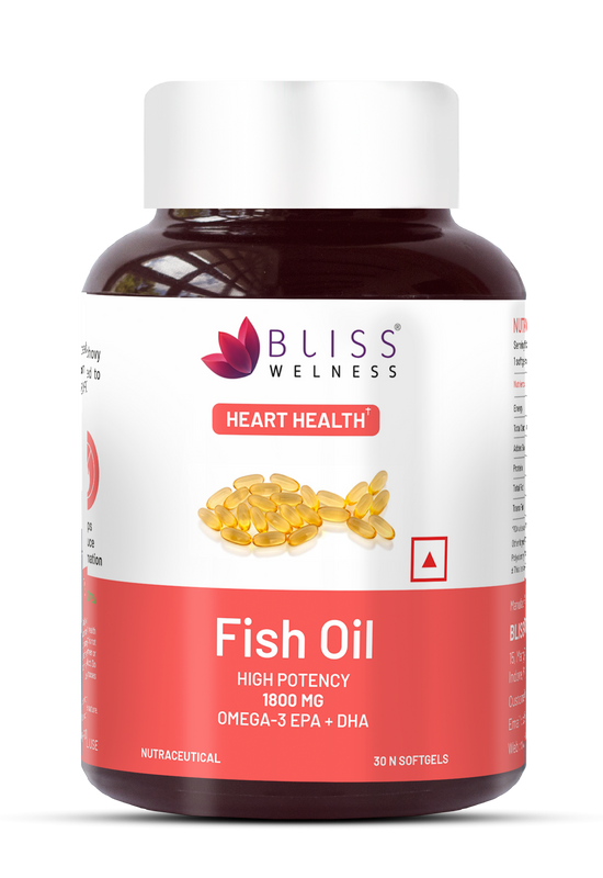 Bliss Welness CardioBliss Absolute Fish Oil Triple 3X Strength 2500mg | 1100mg EPA 700mg DHA 200mg -30 Softgel Caps