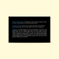 Black box with white text on a beige background
