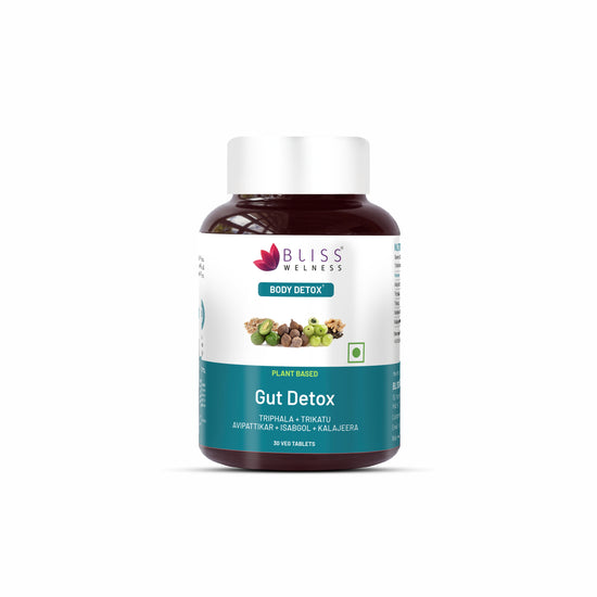 Bliss Welness DetoxBliss Gut Detox Tablet  Probiotics Trikatu Triphala Avipattikar - 30 Veg