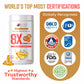 Bliss Wellness premium quality Omega-3 supplement with certification logos.