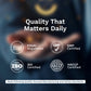 Certification logos including FSSAI, GMP, ISO, and HACCP on a blurred background with &
