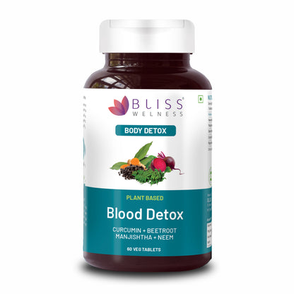 Bliss Welness DetoxBliss Blood Detox & Purify Combo of Beetroot Manjishtha Neem & Curcumin Anti Acne & Anti Bacterial & Fungal Supplement - 60 Vegetarian Tablets