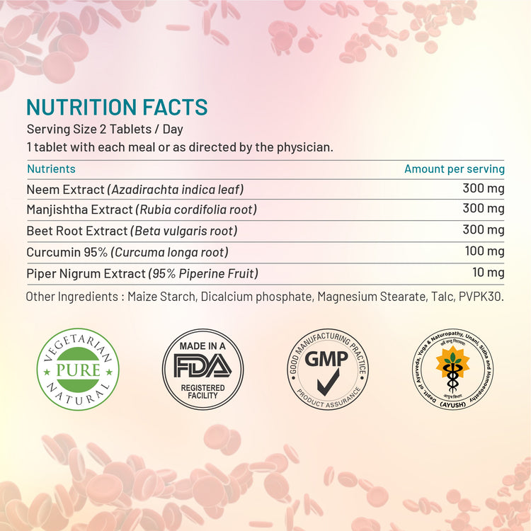 Nutrition facts label with herbal extract ingredients 