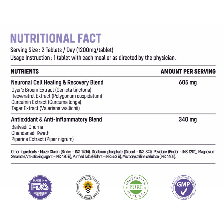 Onco bliss brain nutritional facts