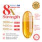 Bliss Welness 8X Strength Omega 3 Fish Oil Capsules | 3000mg Fish Oil with 1400mg EPA & 1000mg DHA | Muscle, Heart, Brain, Eyes & Joints Health Support | No Fishy Burps | 60 Softgel Capsules