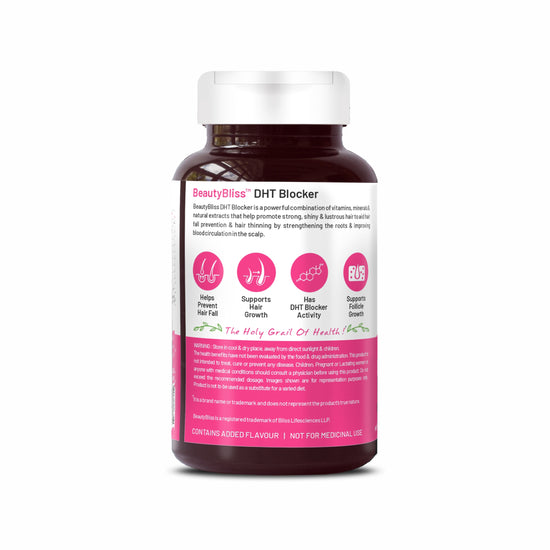 Bliss Welness BeautyBliss DHT Blocker | For Stronger Hair Growth, Shiny & Lustrous Hair | Vegetarian Supplement – 60 Veg Tablets