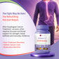 OncoBliss Esophageal Holistic Cancer Care supplement bottle displayed on a purple pedestal, with a purple-toned background showing part of a person&