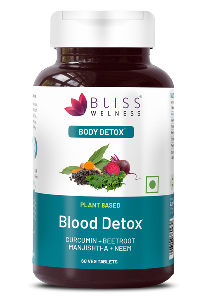 Bliss Welness DetoxBliss Blood Detox & Purify Combo of Beetroot Manjishtha Neem & Curcumin Anti Acne & Anti Bacterial & Fungal Supplement - 60 Vegetarian Tablets