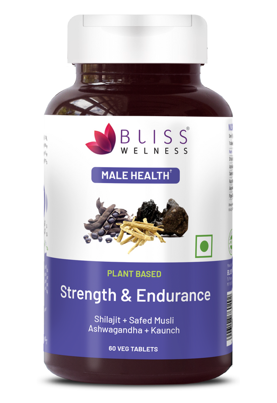 Bliss Welness JoshBliss Gold Stamina Energy Boost | Pure Shilajit Ashwagandha Kaunch Safed Musli Akharkhara Extract with BioPiperine | Improves Endurance Vitality | Men Health Supplement - 60 Vegetarian Tablets
