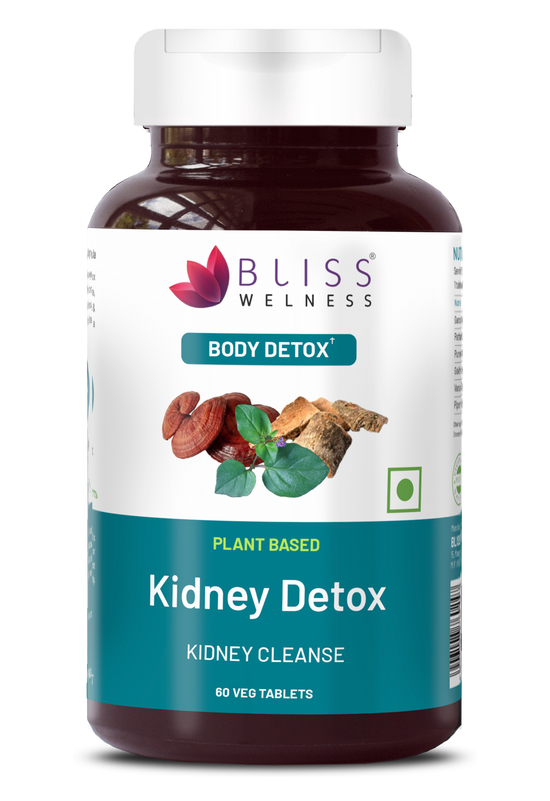 Bliss Welness DetoxBliss Kidney Detox Cleanse Purifier | Gokhru Patharchata Ganoderma | Urinary Tract Infection (UTI) Kidney Stone Dissolution Herbal Supplement - 60 Vegetarian Tablets