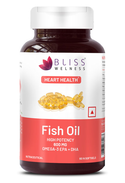 Bliss Welness CardioBliss Gold Fish oil (2000 Omega 3 with 360 mg EPA & 240 mg DHA) for Brain Heart Eye & Joint health of Men & Women - 60 Softgel Capsules