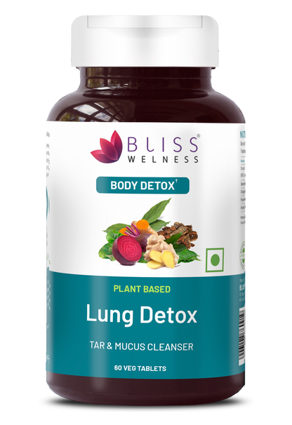 Bliss Welness DetoxBliss Lung Detox Cleanse Purify | Curcumin Trikatu Punerneva Echinecea | Respiratory Support Tar & Toxin Removal Antioxidant Herbal Supplement - 60 Vegetarian Tablets