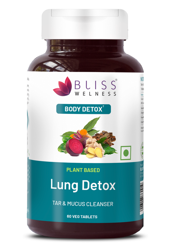 Bliss Welness DetoxBliss Lung Detox Cleanse Purify | Curcumin Trikatu Punerneva Echinecea | Respiratory Support Tar & Toxin Removal Antioxidant Herbal Supplement - 60 Vegetarian Tablets