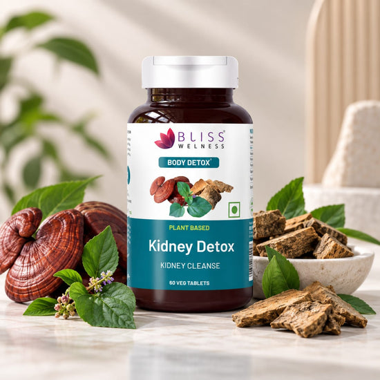 Bliss Welness DetoxBliss Kidney Detox Cleanse Purifier | Gokhru Patharchata Ganoderma | Urinary Tract Infection (UTI) Kidney Stone Dissolution Herbal Supplement - 60 Vegetarian Tablets