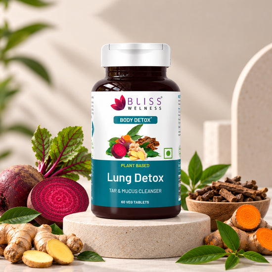 Bliss Welness DetoxBliss Lung Detox Cleanse Purify | Curcumin Trikatu Punerneva Echinecea | Respiratory Support Tar & Toxin Removal Antioxidant Herbal Supplement - 60 Vegetarian Tablets