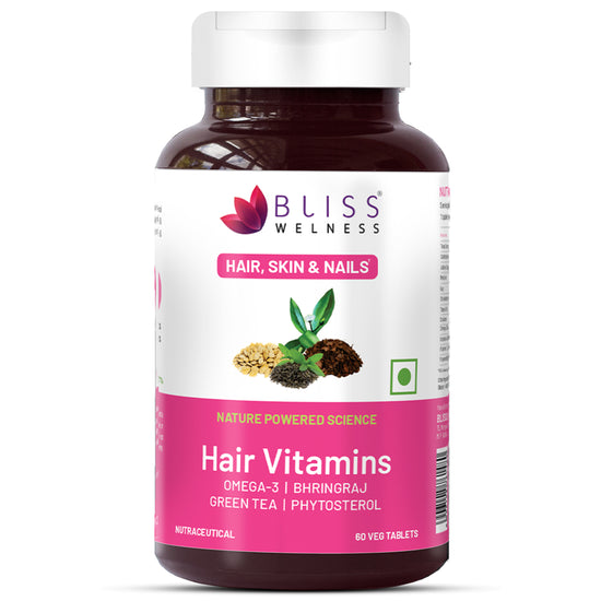 Bliss Welness BeautyBliss Hair Vitamins with Omega-3 + Bhringraj + Green Tea + Phytosterols| For Stronger, Better & Fast Hair Growth- 60 Veg Tabs