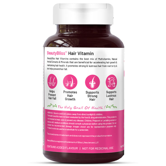 Bliss Welness BeautyBliss Hair Vitamins with Omega-3 + Bhringraj + Green Tea + Phytosterols| For Stronger, Better & Fast Hair Growth- 60 Veg Tabs