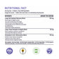 NUTRITIONAL FACT label for a lung support supplement, showing serving size, usage instructions, a table of ingredients and amounts per serving, and several certification logos at the bottom on a white background.